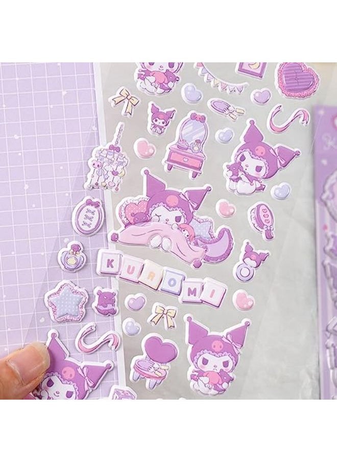 Generic - 3D Cute Puffy Stickers for Kids Stickers, 4 Sheets Waterproof Kawaii Puffy Sticker Kit for Water Bottle Laptop Phone Scrapbooking Computer for Toddlers Girls Teens Kids - Image 1