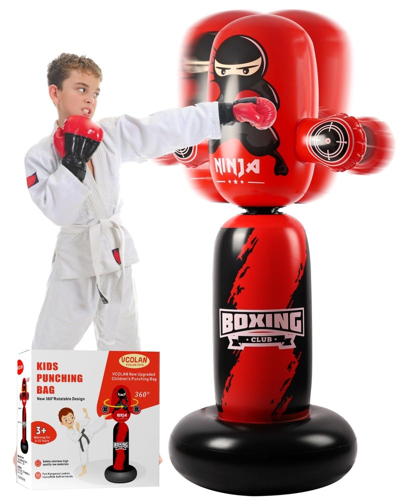 VCOLAN Punching Bag for Kids63inch Kid Punching BagNew Upgraded 360Rotating Inflatable Boxing Bag Ninja Toy Christmas Birthday Gift for Boys Age 312 - Image 2