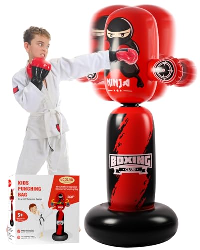 VCOLAN Punching Bag for Kids63inch Kid Punching BagNew Upgraded 360Rotating Inflatable Boxing Bag Ninja Toy Christmas Birthday Gift for Boys Age 312 - Image 1