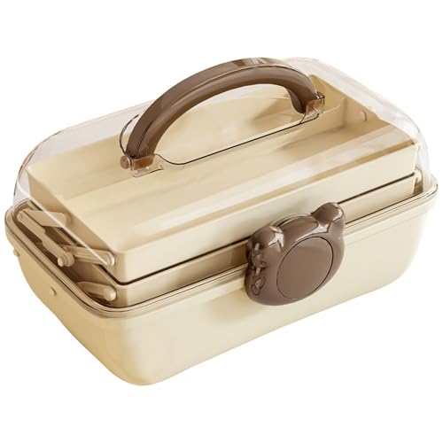 HoopVool Plastic Hair Accessories Organizer Box, Hair Ribbon Storage Box Ribbon Box Multi-Purpose Organizer with Handles, for Nail Hair Accessories Sewing Supplies Makeup Art Supplies. (Brown) - Image 1