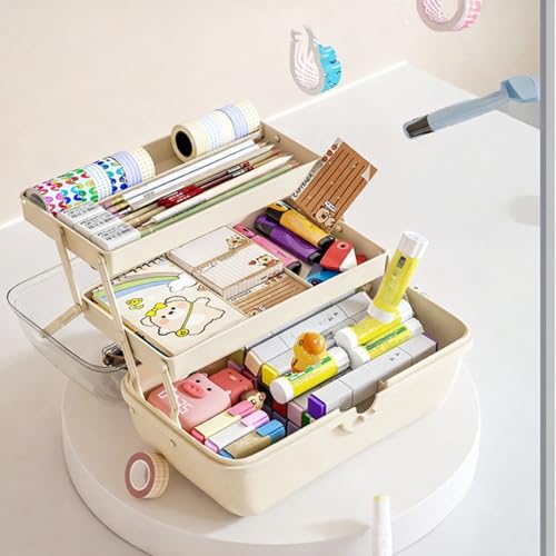 HoopVool Plastic Hair Accessories Organizer Box, Hair Ribbon Storage Box Ribbon Box Multi-Purpose Organizer with Handles, for Nail Hair Accessories Sewing Supplies Makeup Art Supplies. (Brown) - Image 4