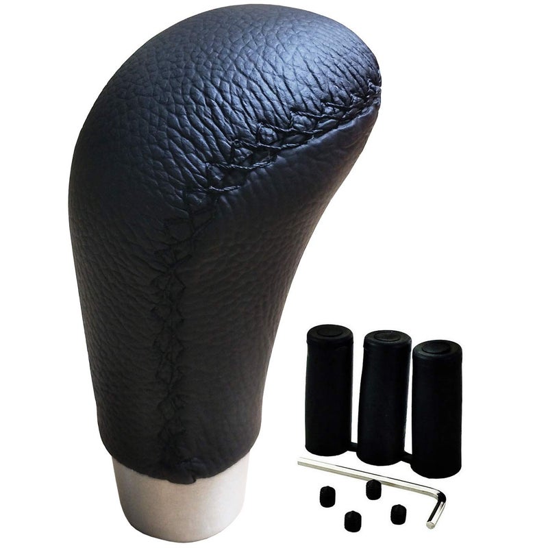 Lunsom Leather Car Shifting Head Type R Alloy Most Car Gear Shift Lever Knob Shifter Stick Handle Heads Fit Most Transmission Manual Vehicle Black - Image 3