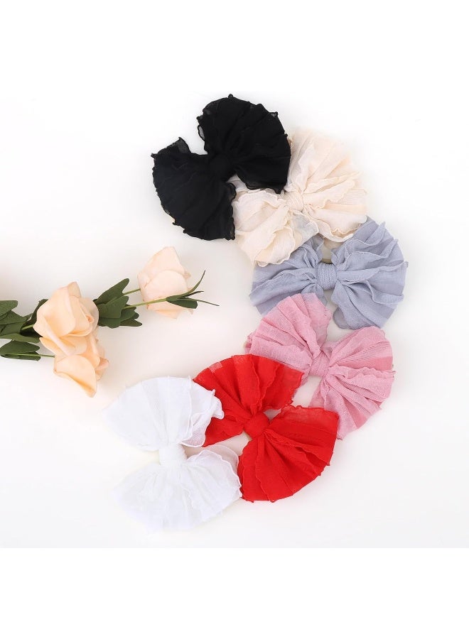 YanJie YanJie Baby Girl Bows Nylon Lace Baby Headbands Handmade Soft Elastics Newborn Bows Ruffled Big Bow Hair Accessories for Infant Baby Toddlers Girls Black White Beige Red Pink Blue - Image 3