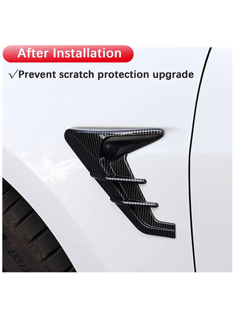 SYOSI Tesla Model 3 Model Y Side Camera Indicator Protection Cover Decoration Modification Accessories fit for Model 3 Model Y Autopilot 2.0-3.0 (Glossy Carbon Fiber Pattern)  - Image 2