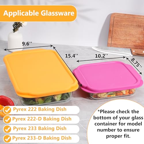 Purekra Silicone Lids for Pyrex 222丨233丨222-D丨233-D Glass Baking Dish, 2 Pack Silicone Lid for Pyrex Glass Dish, Dishwasher & Freezer & Microwave Safe (Baking Dish Not included) - Image 2