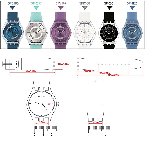 MCXGL silicone replacement strap ultra-thin ladies watch band compatible with swatch skin series no second watch (16mm) - Image 3