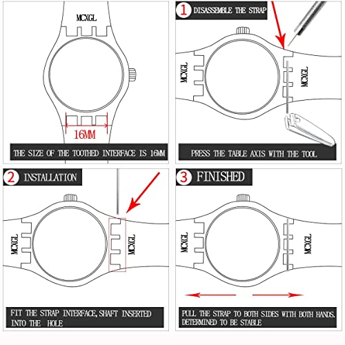 MCXGL silicone replacement strap ultra-thin ladies watch band compatible with swatch skin series no second watch (16mm) - Image 5
