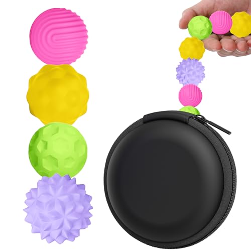 BUSOHA Silicone Fidget Balls 4 Pack New Fidget Toys Stress Balls for Adults Sensory Stone Travel Toys for CalmingAutism and ADHDGifts for Teens - Image 1
