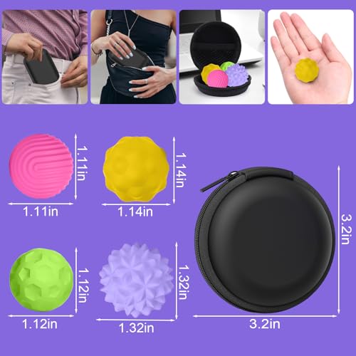 BUSOHA Silicone Fidget Balls 4 Pack New Fidget Toys Stress Balls for Adults Sensory Stone Travel Toys for CalmingAutism and ADHDGifts for Teens - Image 5