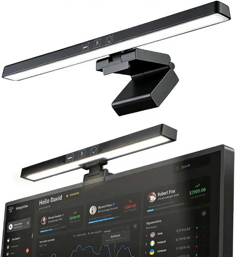 LINJIE Computer Monitor Lamp,3 Color Temperature Brightness Stepless Adjustment Touch Control Screen Light with Timer Space Saving Eye Care e-Reading USB Lamp for Home Office.(33cm) - Image 1