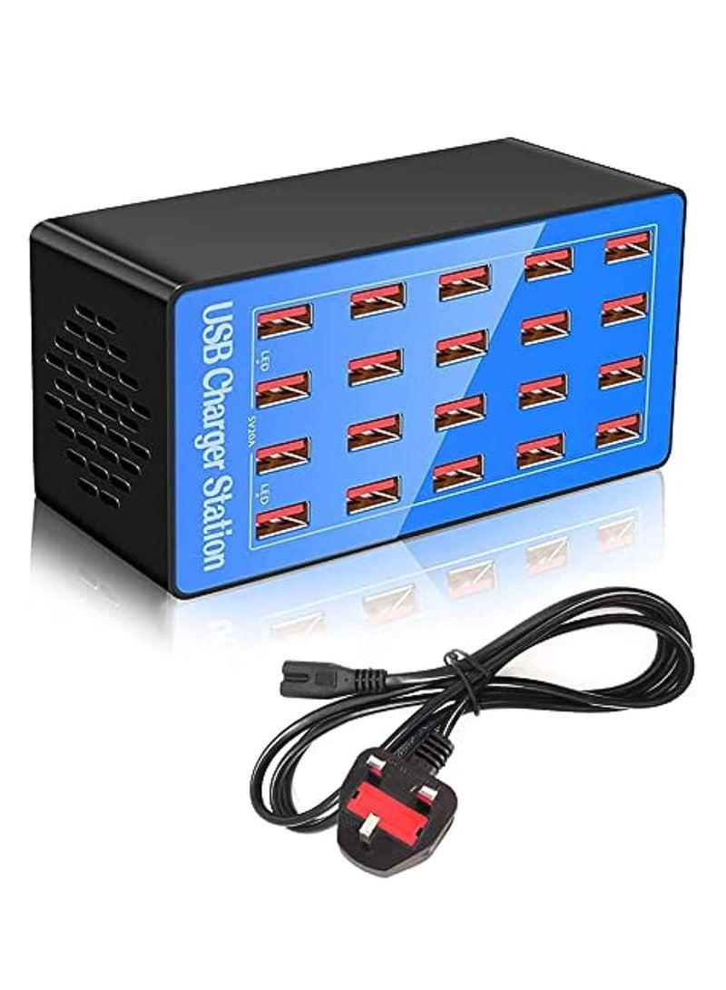 ELTRAZONE 20-Port Multi USB Charger, 100W Charging Station with Smart Detection – USB Charging Hub for Smartphones, Tablets, & USB Devices - Image 1