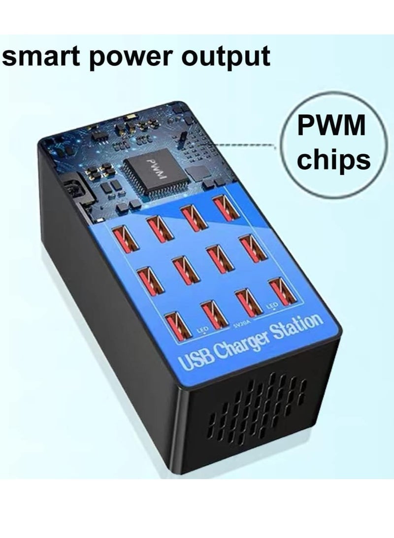 ELTRAZONE 20-Port Multi USB Charger, 100W Charging Station with Smart Detection – USB Charging Hub for Smartphones, Tablets, & USB Devices - Image 4