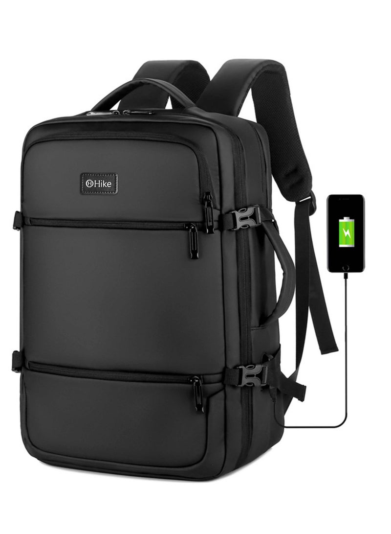 HIKE Premium Unisex Backpack Water Resistant Laptop Daypack with 360° Degree Opening and Separate Laptop Compartment for Travel/Business/College, HK2026-BLACK - Image 1