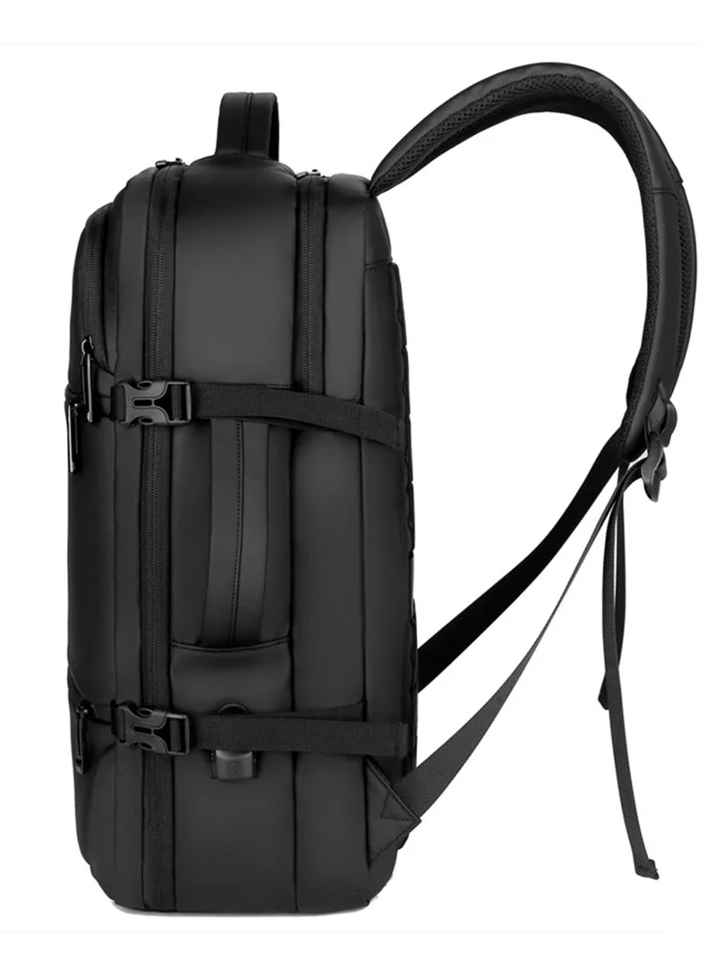 Hike Black Premium Unisex Backpack Water Resistant Laptop Daypack with 360° Degree Opening and Separate Laptop Compartment for Travel/Business/College, HK2026-BLACK  | Best Price UAE