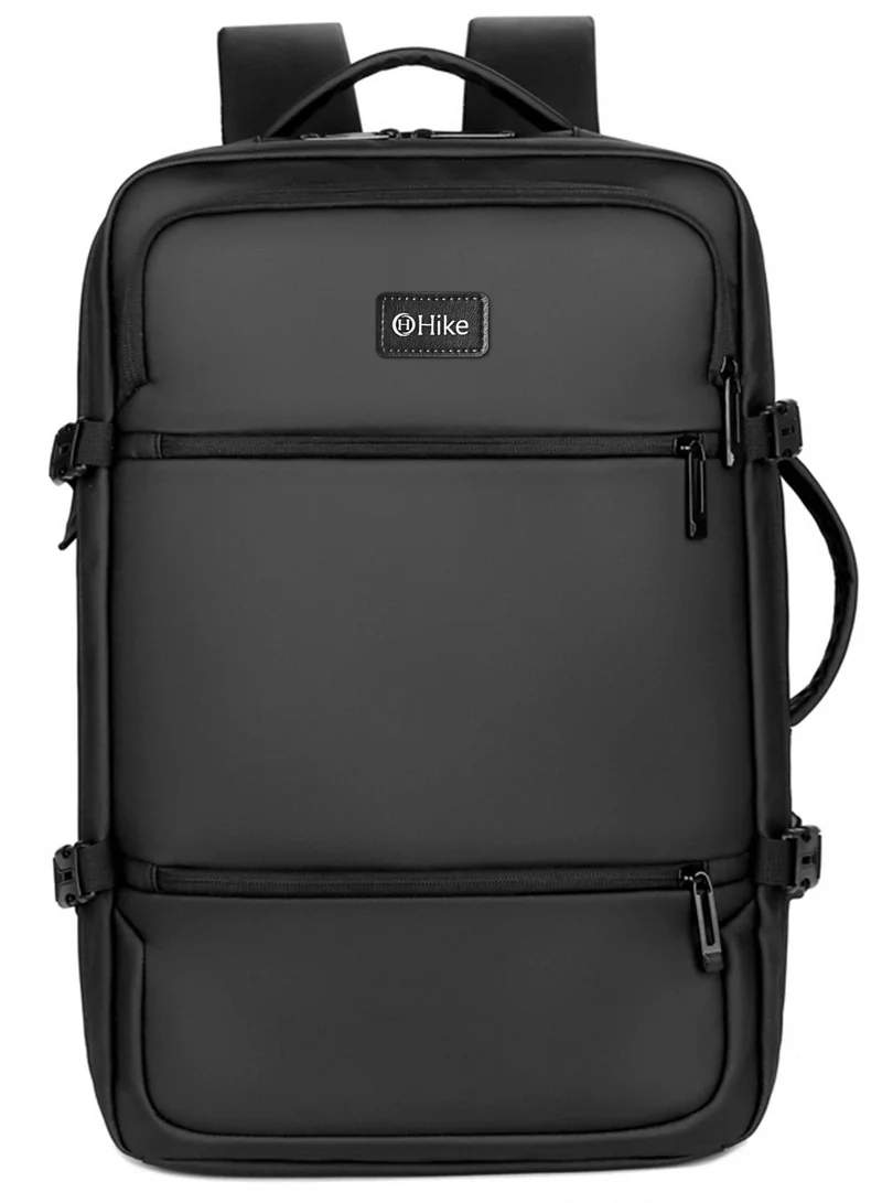 هايك Hike Premium Unisex Backpack Water Resistant Laptop Daypack with 360° Degree Opening and Separate Laptop Compartment for Travel/Business/College, HK2026-BLACK