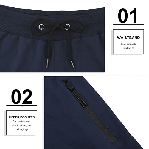 PIDOGYM Men's 5" Gym Workout Shorts,Fitted Jogging Short Pants for Bodybuilding Running Training with Zipper Pockets Navy Blue - Image 4