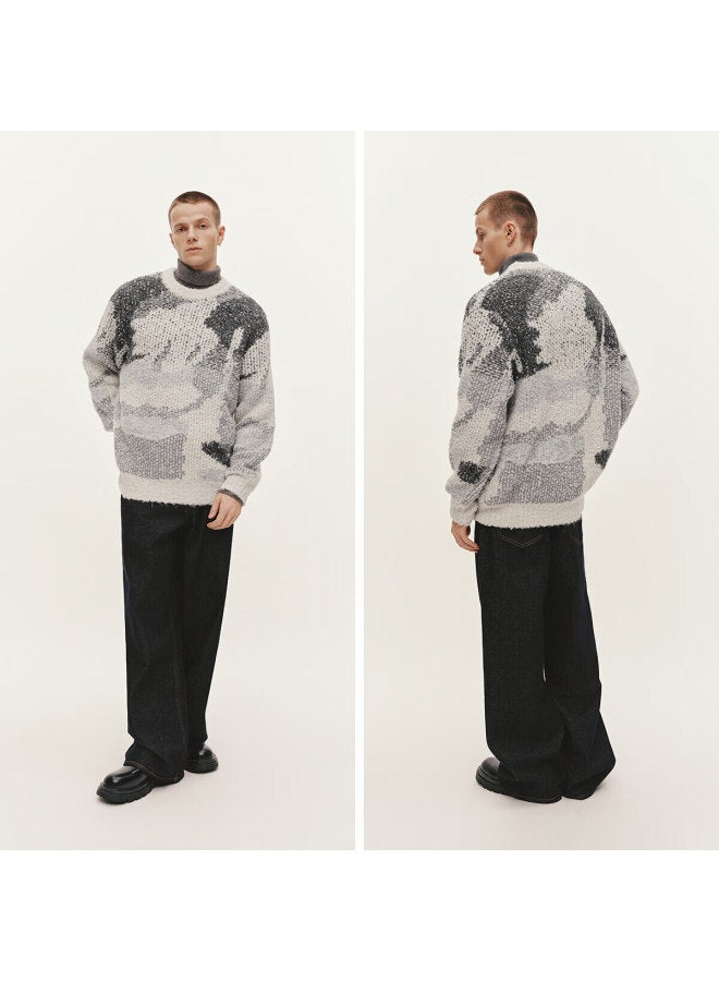 Semir Men's Winter Artistic Color-block Abstract Camouflage Jacquard Knit Sweater Trendy Pullover 109725107206 - Image 2