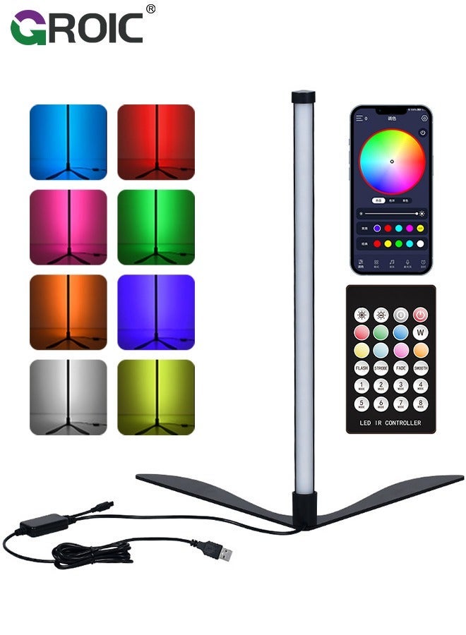 جرويك Corner Floor Lamp, Smart APP Control LED Lamp with Music Sync, Modern Standing RGB Color Changing Ambient Lighting for Living Room Bedroom Gaming - Image 1