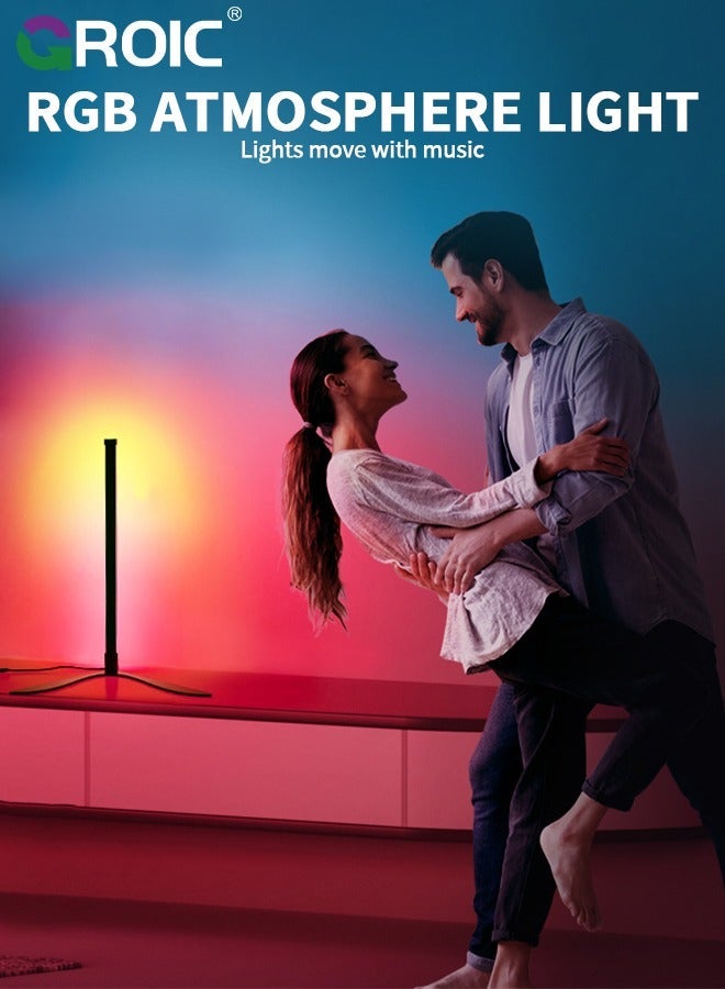 جرويك Corner Floor Lamp, Smart APP Control LED Lamp with Music Sync, Modern Standing RGB Color Changing Ambient Lighting for Living Room Bedroom Gaming - Image 2