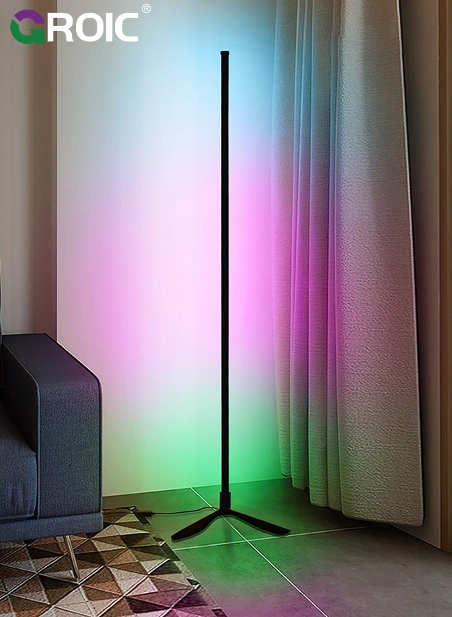 جرويك Corner Floor Lamp, Smart APP Control LED Lamp with Music Sync, Modern Standing RGB Color Changing Ambient Lighting for Living Room Bedroom Gaming - Image 4