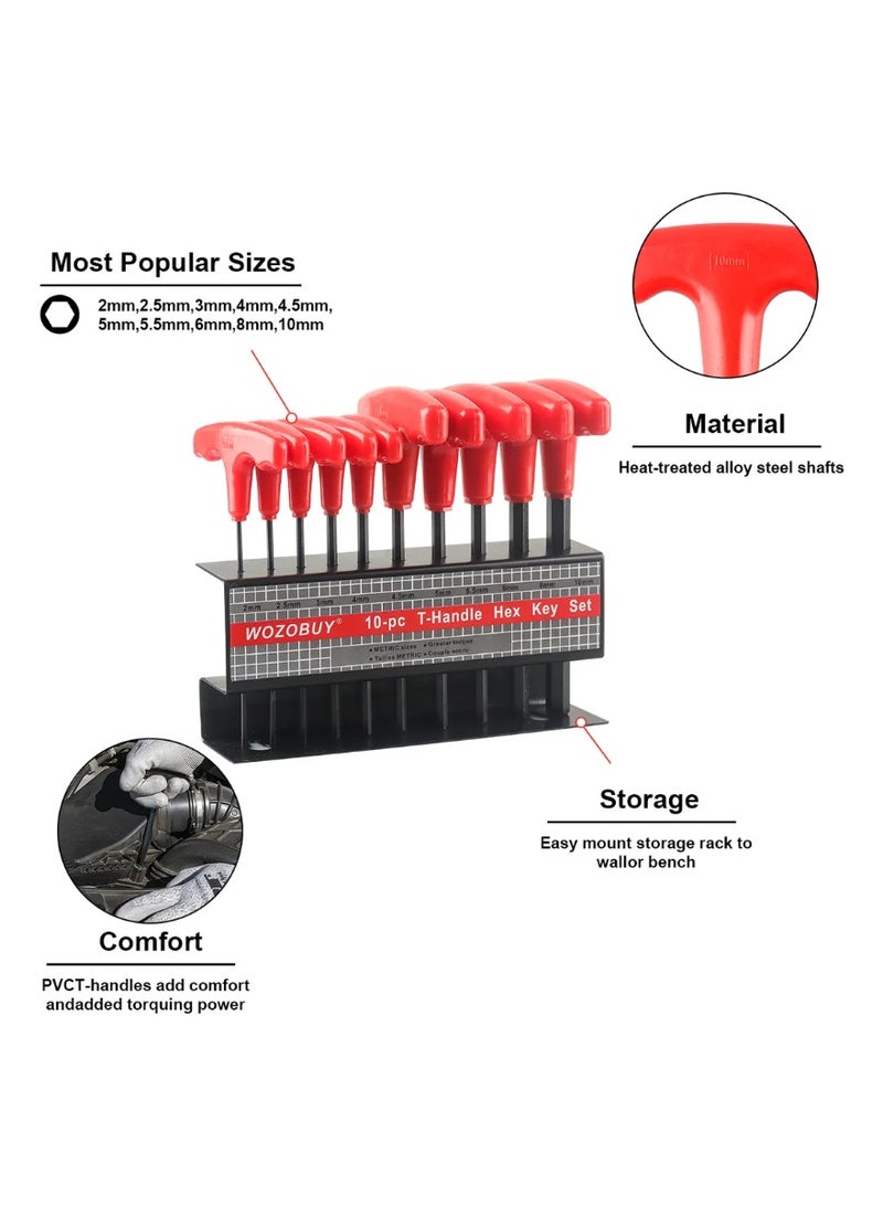 مجموعة مفاتيح سداسية 10 قطع بمقبض على شكل حرف T 2 مم، 2.5 مم، 3 مم، 4 مم، 4.5 مم، 5 مم، 5.5 مم، 6 مم، 8 مم، 10 مم - Image 3