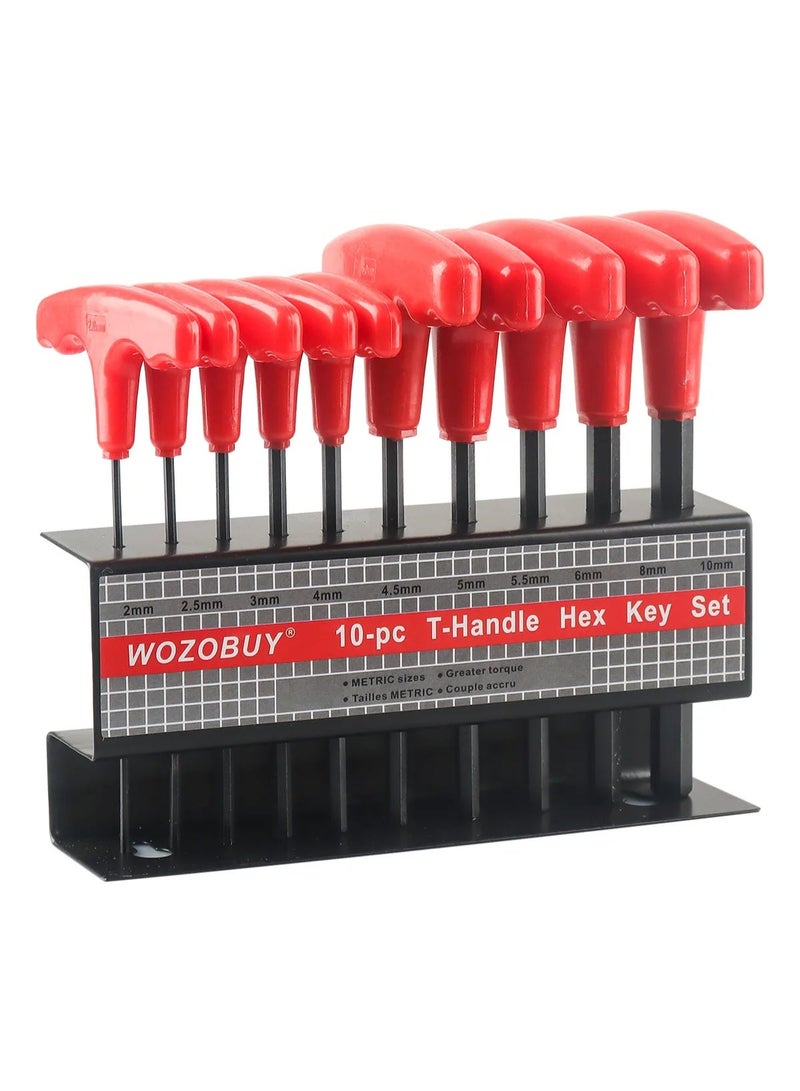 مجموعة مفاتيح سداسية 10 قطع بمقبض على شكل حرف T 2 مم، 2.5 مم، 3 مم، 4 مم، 4.5 مم، 5 مم، 5.5 مم، 6 مم، 8 مم، 10 مم - Image 1