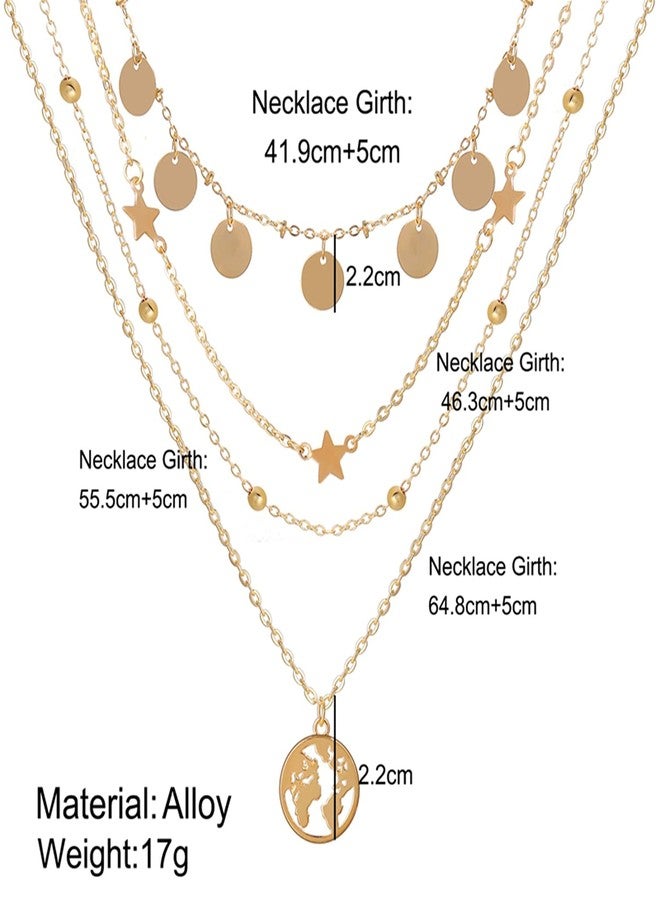 Peora Gold Plating Moon Star Necklace for Women Teens Trendy Multilayer Western Neckpiece Chain - Image 4