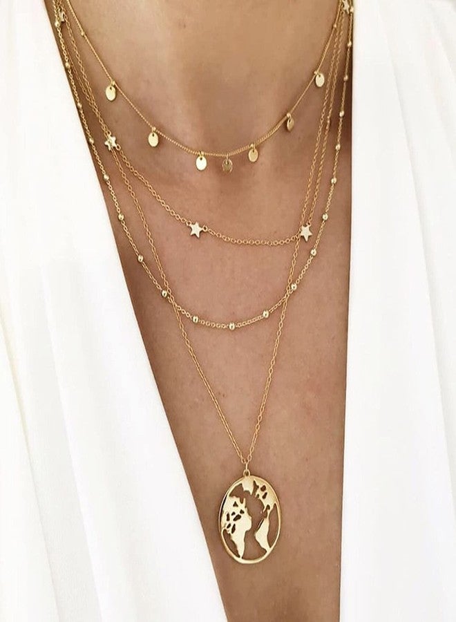 Peora Gold Plating Moon Star Necklace for Women Teens Trendy Multilayer Western Neckpiece Chain - Image 2