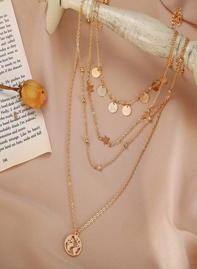 Peora Gold Plating Moon Star Necklace for Women Teens Trendy Multilayer Western Neckpiece Chain - Image 5
