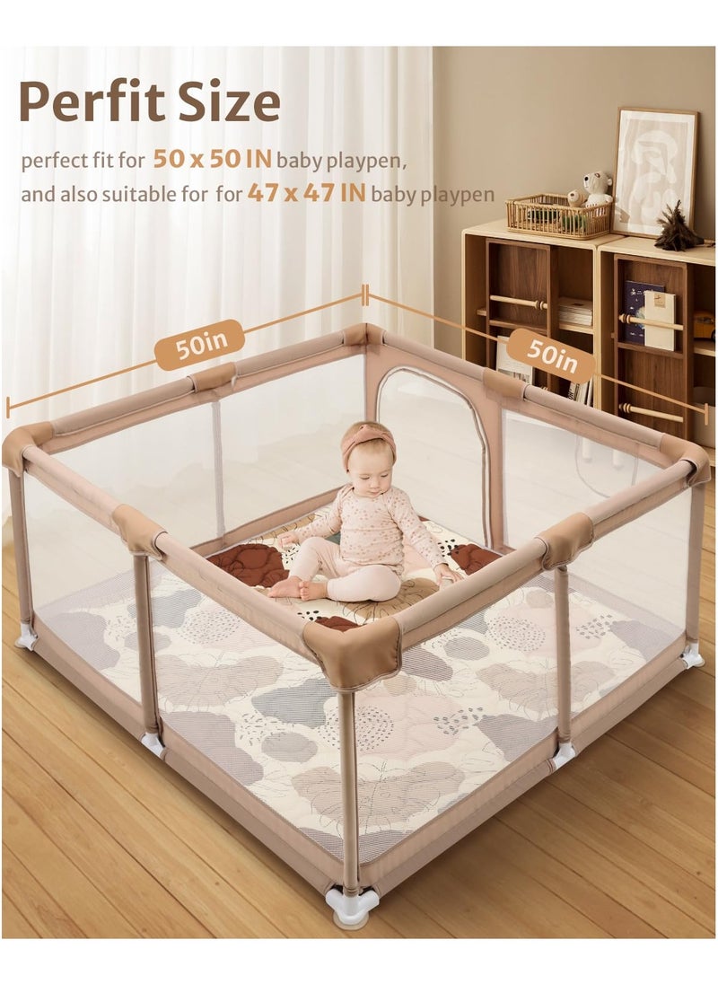 NNEWVANTE - Baby Play Mats for Floor, 50x50 Play Mat for Playpen, Thicken Soft Padding Foam Playmats for Babies and Toddlers Infants, Foldable and Machine Washable Baby Crawling Mat - Image 1