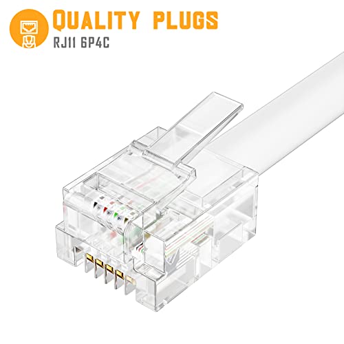 Uvital RJ11 Duplex Wall Jack Adapter Dual Phone Line Splitter, Two Way Telephone Splitters, Male to 2 Female Converter Cable, RJ11 6P4C Telephone Wall Separator for Landline, White, Wired (2 Pack) - Image 3
