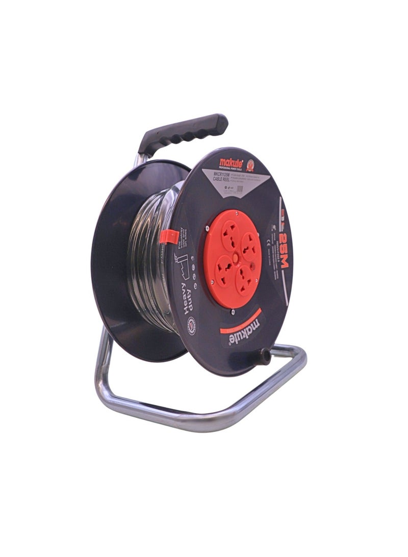 makute 25M Cable Reel with 4 Sockets, 220-240V, 50-60Hz, 1000W/4.5A Wound, 3200W/16A Unwound, 3-Pin Extension Cable Reel, MKCR1125M - Image 5