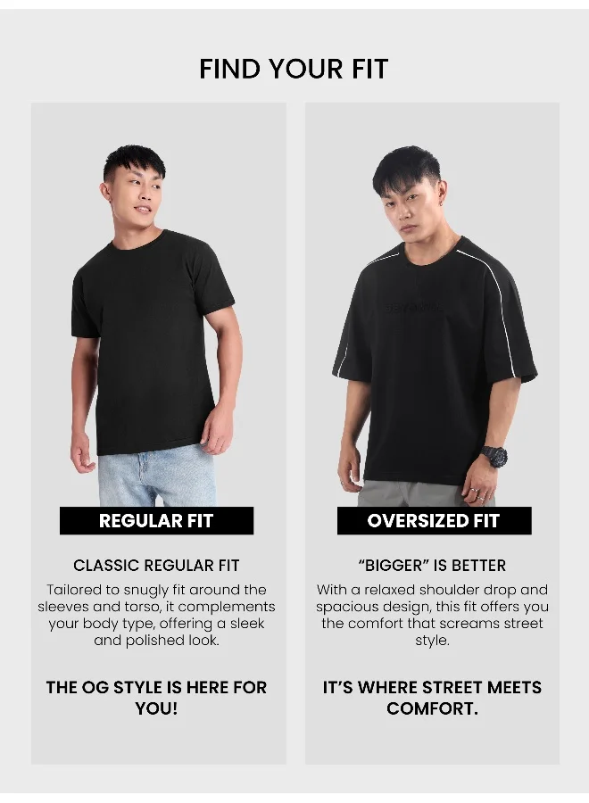 Beyoung Black Beyoung Embossed Oversized T-Shirt