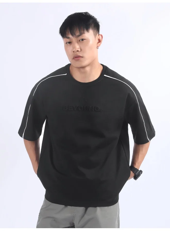Beyoung Black Beyoung Embossed Oversized T-Shirt