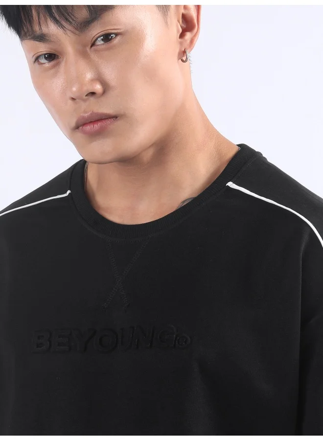 Beyoung Black Beyoung Embossed Oversized T-Shirt