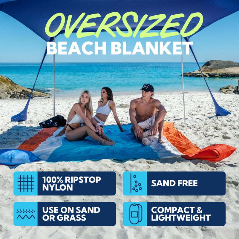SUN NINJA Sand Proof Beach Blanket - Sand Free Beach Mat, Lightweight & Quick Dry Beach Essentials with Travel Bag, Giant Beach Blanket (10'x9') Perfect for Outdoors, Picnic, Camping & Travel - Image 2