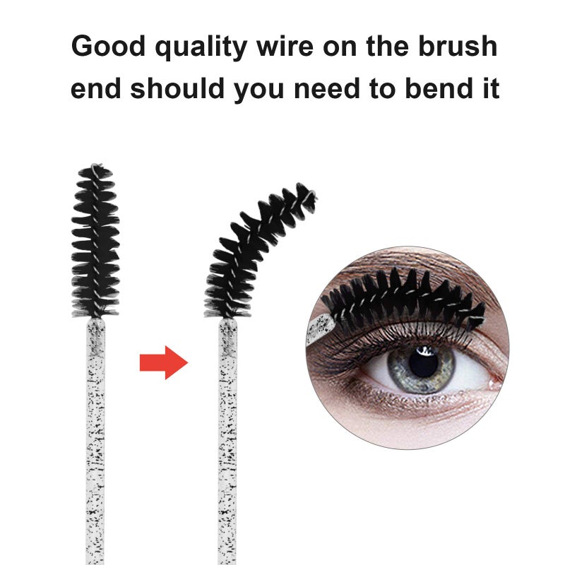 CHEFBEE 100PCS Disposable Eyelash Brush, Mascara Wands Makeup Brushes Applicators Kits for Eyelash Extensions and Eyebrow with Container (Black) - Image 2
