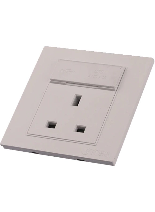 TOEFL Triple socket with USB port and Type-C, plain white color - Image 2