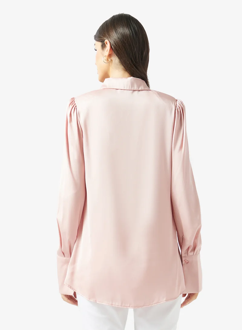 Fyor  Satin Puff Sleeve Shirt for Women | Best Price UAE