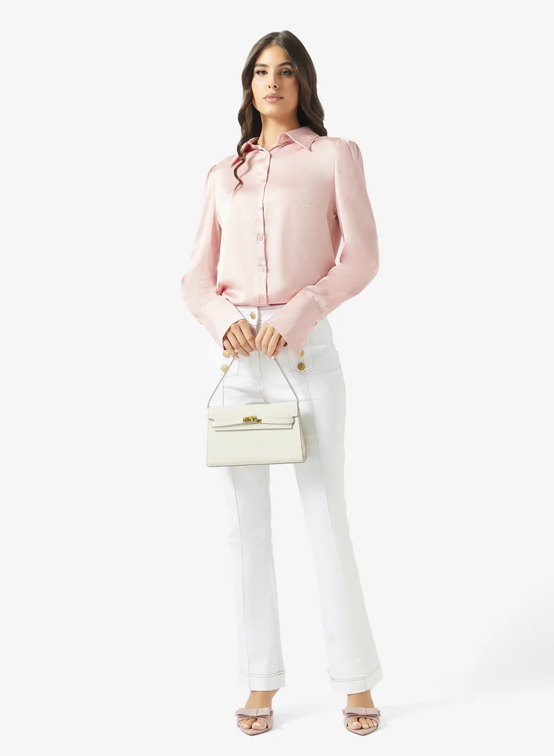 Fyor  Satin Puff Sleeve Shirt for Women | Best Price UAE