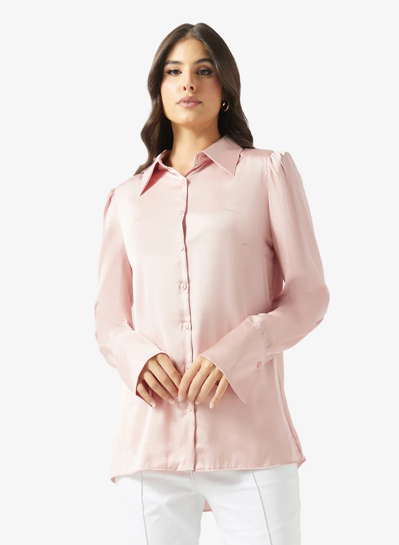 Satin Puff Sleeve Shirt