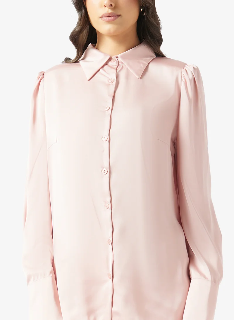 Fyor  Satin Puff Sleeve Shirt for Women | Best Price UAE