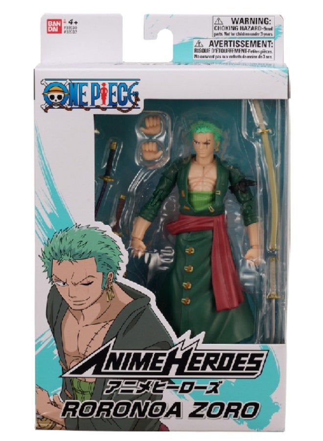 Bandai Anime Heroes One Piece Roronoa Zoro 7-Inches | Collectible Action Figure | Display Figure | Interchangeable Hands | Perfect Gift for Collectors, Manga & Anime Lovers! - Image 1