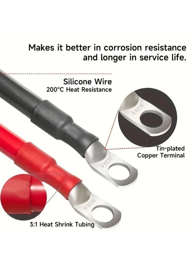 Premium 6AWG Battery Cable Kit 19 68 Inch 2pcs Tinned Copper Power Inverter Wire - Image 5