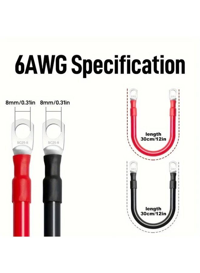 Premium 6AWG Battery Cable Kit 19 68 Inch 2pcs Tinned Copper Power Inverter Wire - Image 3
