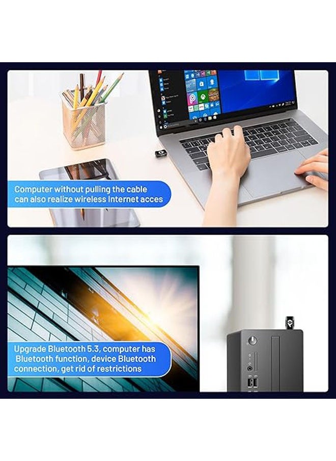 2-in-1 USB WiFi Adapter – Bluetooth WiFi Adapter, 900Mbps 2.4/5GHZ Dual-Band WiFi & Bluetooth Adapter for PC/Laptop/Desktop, Wpa3 No Driver, Mini WiFi 6, USB WiFi Adapter