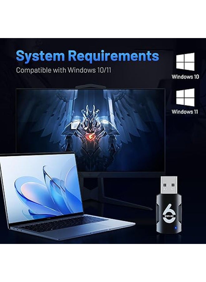2-in-1 USB WiFi Adapter – Bluetooth WiFi Adapter, 900Mbps 2.4/5GHZ Dual-Band WiFi & Bluetooth Adapter for PC/Laptop/Desktop, Wpa3 No Driver, Mini WiFi 6, USB WiFi Adapter
