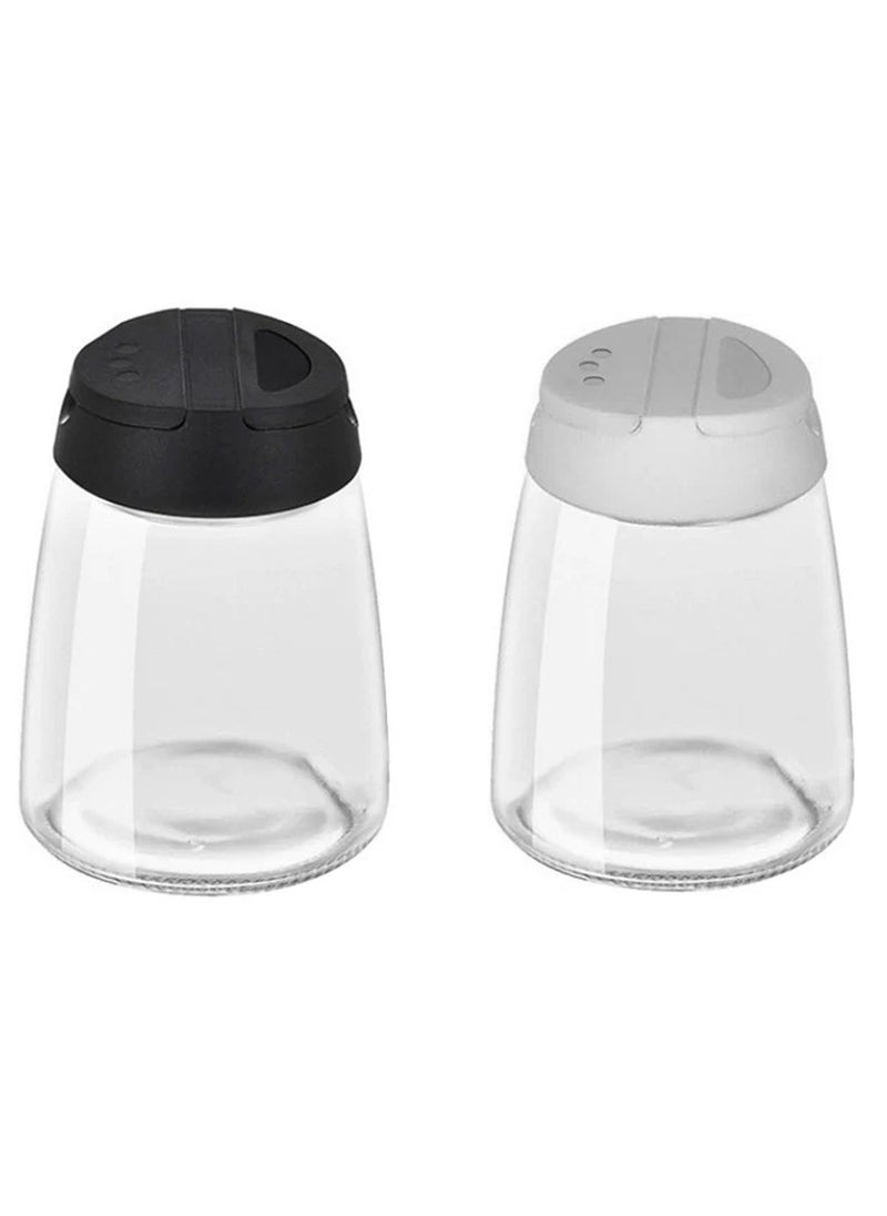 DIOTTI - 2PCS Glass Spice Jars with Shaker Pour Lid, Seasoning Shakers Glass Bottles Spice Shakers Salt & Pepper Shaker Container Set with Gift Grinder Fits in Home,Kitchen,Barbecue - Image 1