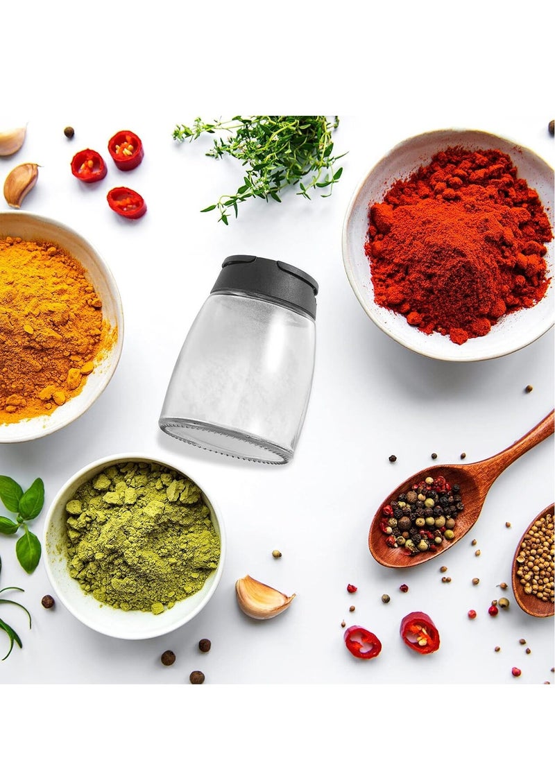 DIOTTI - 2PCS Glass Spice Jars with Shaker Pour Lid, Seasoning Shakers Glass Bottles Spice Shakers Salt & Pepper Shaker Container Set with Gift Grinder Fits in Home,Kitchen,Barbecue - Image 1