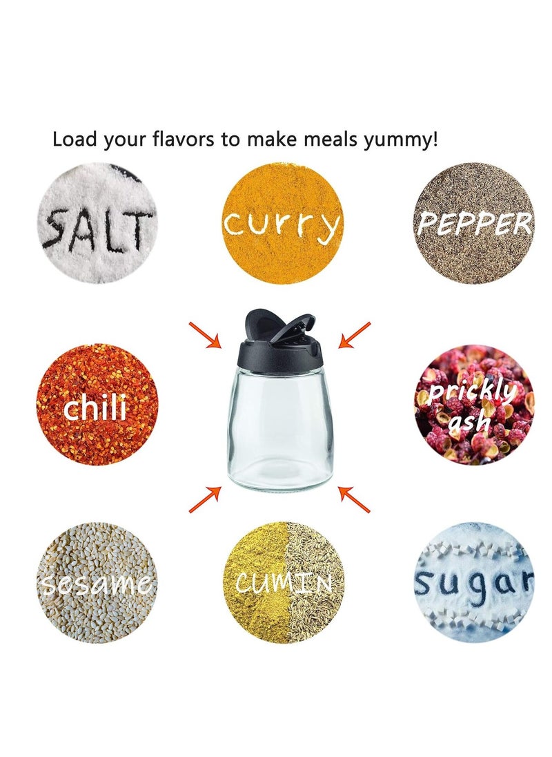 DIOTTI - 2PCS Glass Spice Jars with Shaker Pour Lid, Seasoning Shakers Glass Bottles Spice Shakers Salt & Pepper Shaker Container Set with Gift Grinder Fits in Home,Kitchen,Barbecue - Image 1